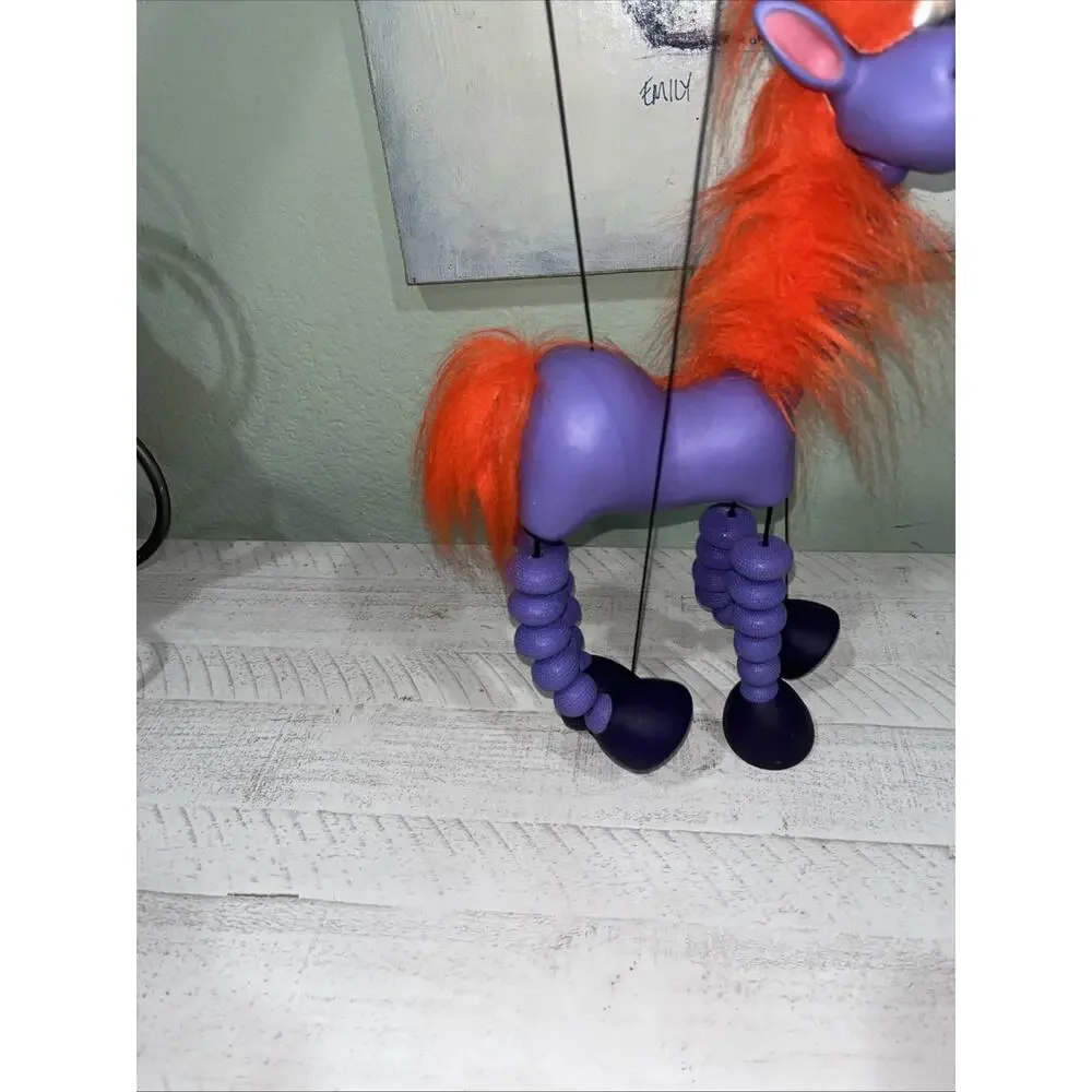 Bozart Delilah the Unicorn Marionette Puppet 1998 Purple Orange Mane